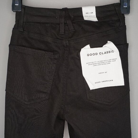 New Good American Good Classic Crossover Skinnyish Fit Jeans in Black Size 00/24 - Picture 10 of 16